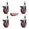 Service Caster 5'' Red Poly Swivel 7/8'' Expanding Stem Caster Set with Brake, 4PK SCC-EX20S514-PPUB-RED-PLB-78-4 - alternate 4